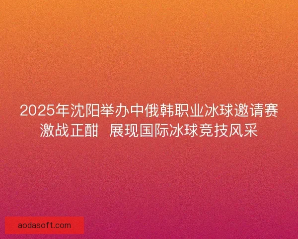 2025年沈阳举办中俄韩职业冰球邀请赛激战正酣 展现国际冰球竞技风采 2025年沈阳举办中俄韩职业冰球邀请赛激战正酣 展现国际冰球竞技风采